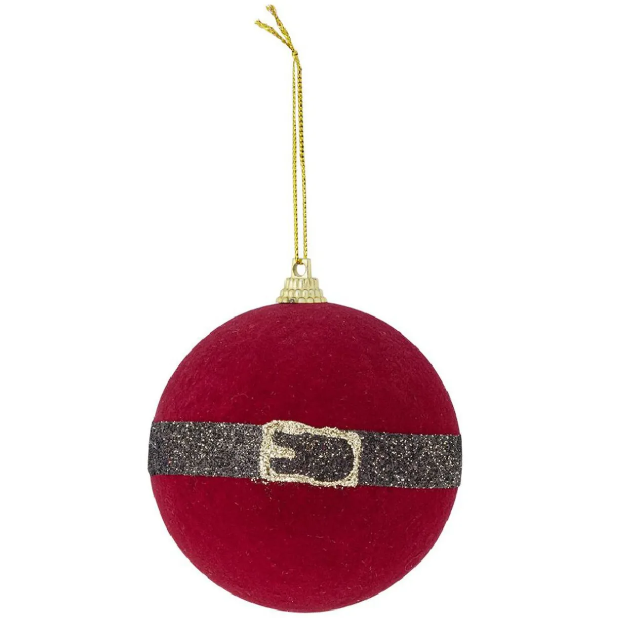 Gifi Boule Père Noël ceinture rouge et noir brillant Ø8cm^ Décoration Sapin