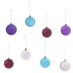 Gifi Boule sapin Noël multicolore violet prune rose bleu x10^ Décoration Sapin
