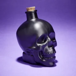 New Gifi Bouteille poison décoration Halloween crâne en verre noir 10x8,5xH14cm