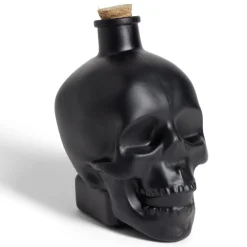 New Gifi Bouteille poison décoration Halloween crâne en verre noir 10x8,5xH14cm