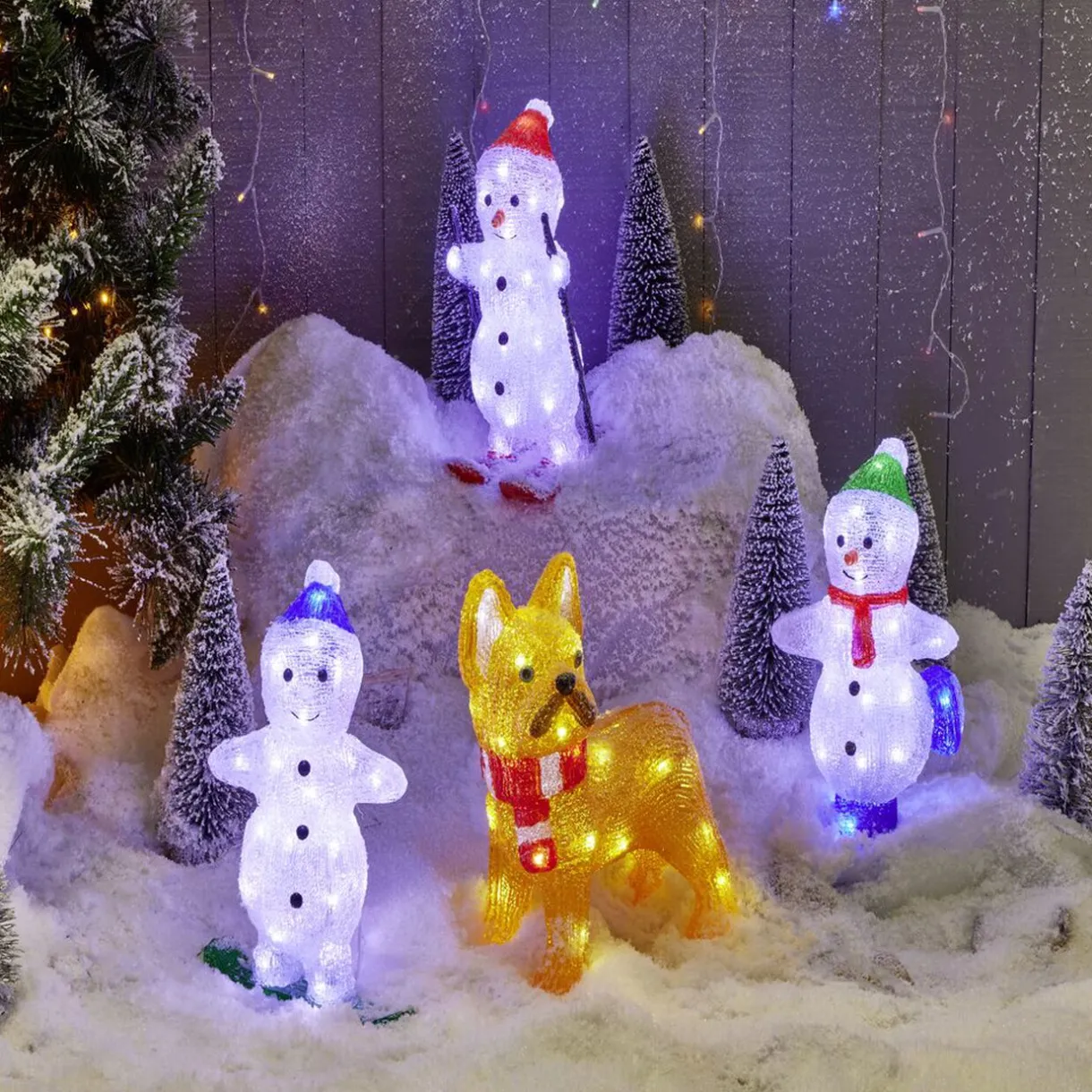 Gifi Bulldog de Noël lumineux 30 LED blanc froid H30cm^ Décoration Extérieure De Noël