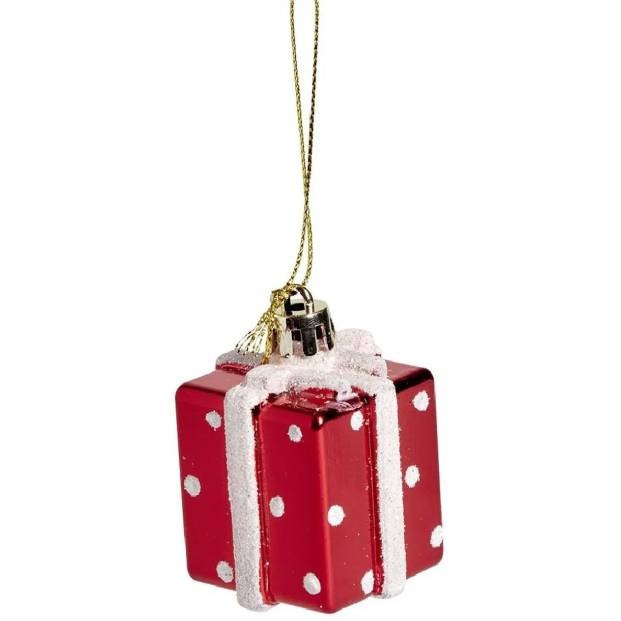Gifi Cadeau à suspendre brillant rouge et blanc 3,5x3,5x3,5cm^ Décoration Sapin
