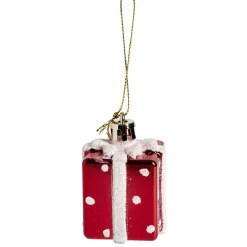 Gifi Cadeau à suspendre brillant rouge et blanc 3,5x3,5x3,5cm^ Décoration Sapin