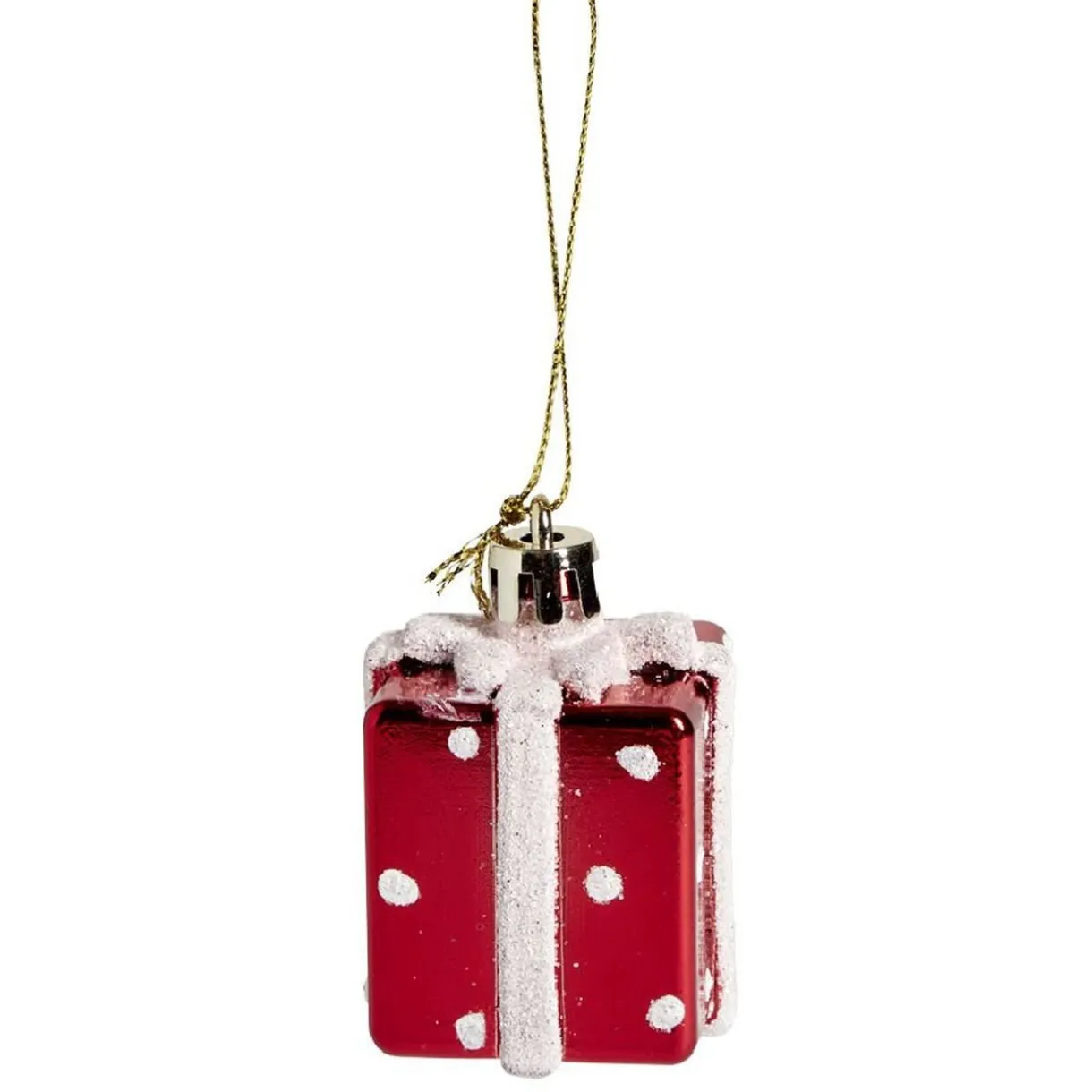 Gifi Cadeau à suspendre brillant rouge et blanc 3,5x3,5x3,5cm^ Décoration Sapin
