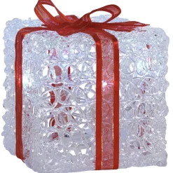 Gifi Cadeau lumineux 3D blanc et rouge 5 Led Multicolore^ Décoration Extérieure De Noël