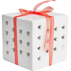 Gifi Cadeau lumineux déco Noël 1LED céramique blanc H10cm^ Décoration Intérieure De Noël