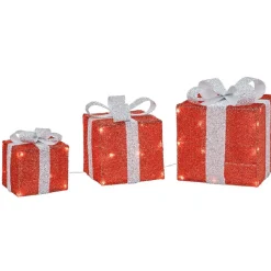 Gifi Cadeau lumineux rouge Homday 40 LED intérieur extérieur x3^ Décoration Extérieure De Noël