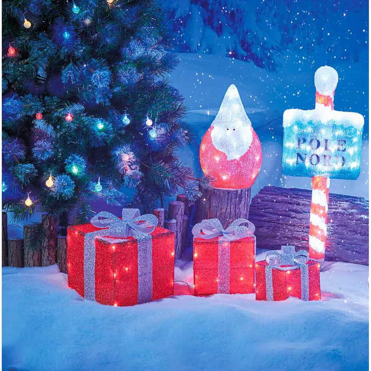 Gifi Cadeau lumineux rouge Homday 40 LED intérieur extérieur x3^ Décoration Extérieure De Noël