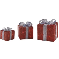 Gifi Cadeau lumineux rouge solaire 40 LED intérieur extérieur x3^ Décoration Extérieure De Noël