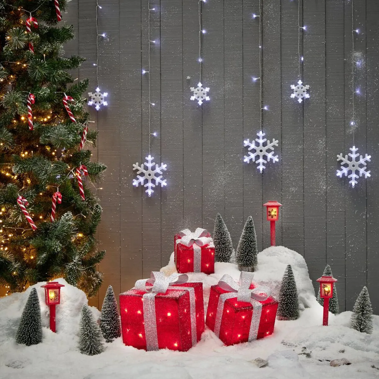 Gifi Cadeau lumineux rouge solaire 40 LED intérieur extérieur x3^ Décoration Extérieure De Noël