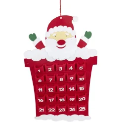 Gifi Calendrier de l'avent Père Noël feutre rouge 25 cases^ Loisirs Créatifs Et Emballage Cadeau