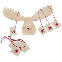 Gifi Calendrier de l'Avent Renne en bois 24 sacs à suspendre^ Loisirs Créatifs Et Emballage Cadeau