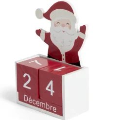 Gifi Calendrier de Noël à poser cubes en bois avec Père Noël H15cm^ Loisirs Créatifs Et Emballage Cadeau