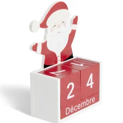 Gifi Calendrier de Noël à poser cubes en bois avec Père Noël H15cm^ Loisirs Créatifs Et Emballage Cadeau