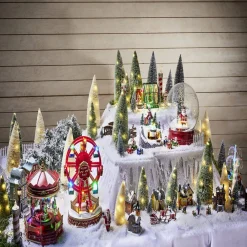 Gifi Carrousel de fête foraine animé lumineux et musical Village de Noël^ Décoration Intérieure De Noël