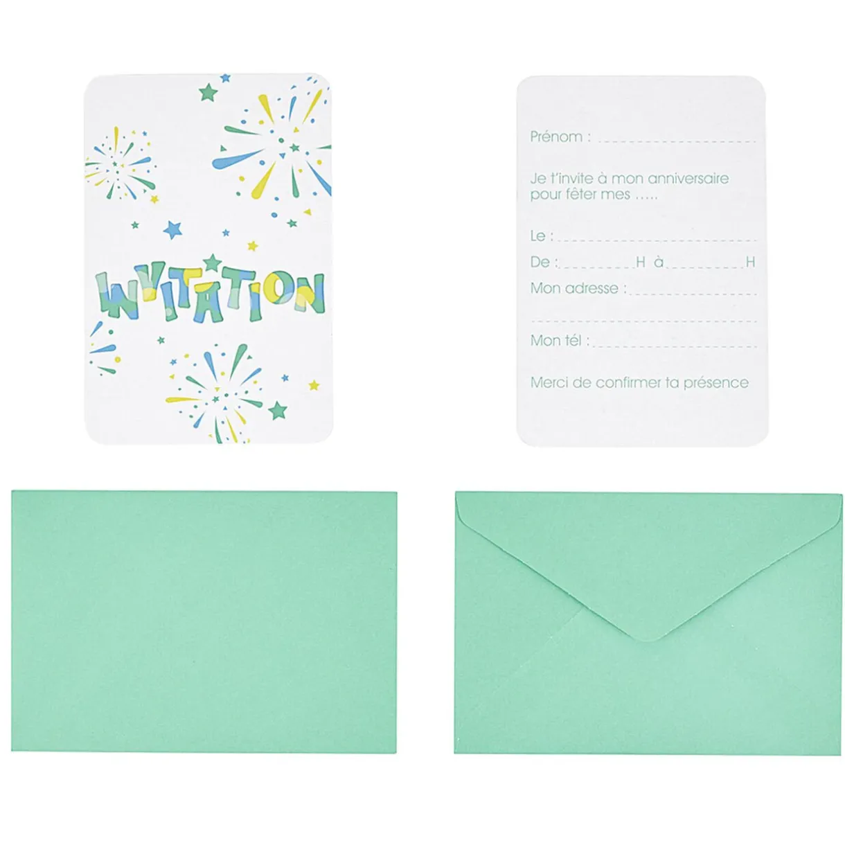 Gifi Carte d'invitation feux d'artifice avec enveloppe x 8^ Loisirs Créatifs Et Emballage Cadeau