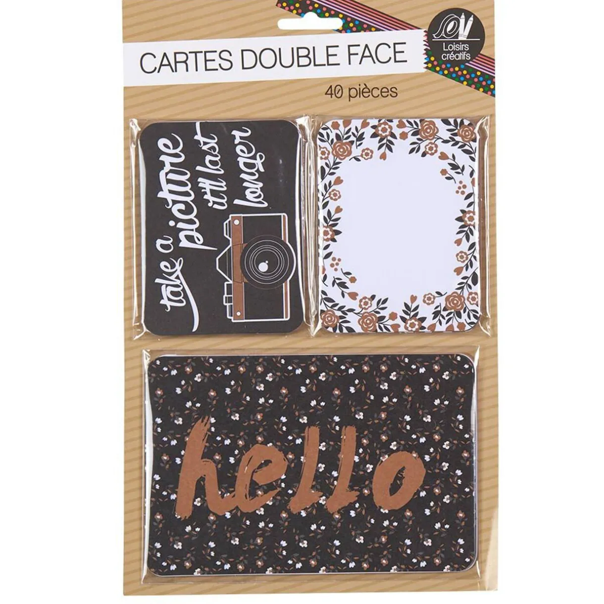 Gifi Carte imprimée double face noir doré x40^ Loisirs Créatifs Et Emballage Cadeau