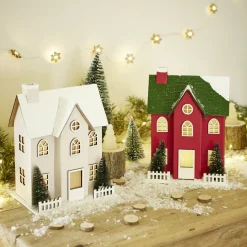 Gifi Chalet de Noël lumineux H20,5cm - 2 coloris rouge ou blanc^ Décoration Intérieure De Noël