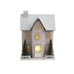 Gifi Chalet de Noël lumineux H20,5cm - 2 coloris rouge ou blanc^ Décoration Intérieure De Noël