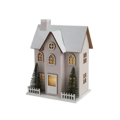Gifi Chalet de Noël lumineux H20,5cm - 2 coloris rouge ou blanc^ Décoration Intérieure De Noël