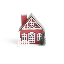Gifi Chalet de Noël lumineux H11cm rouge ou blanc^ Décoration Intérieure De Noël