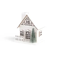 Gifi Chalet de Noël lumineux H11cm rouge ou blanc^ Décoration Intérieure De Noël