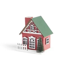 Gifi Chalet de Noël lumineux H11cm rouge ou blanc^ Décoration Intérieure De Noël