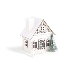Gifi Chalet de Noël lumineux H11cm rouge ou blanc^ Décoration Intérieure De Noël