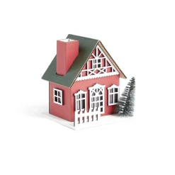 Gifi Chalet de Noël lumineux H11cm rouge ou blanc^ Décoration Intérieure De Noël