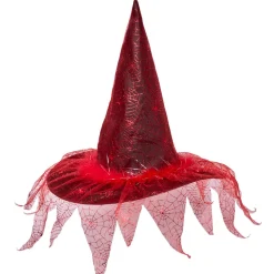 Sale Gifi Chapeau de sorcière et toiles d'araignées Halloween rouge