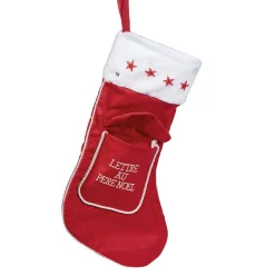 Gifi Chaussette de Noël avec poche Lettre au père Noël à suspendre^ Décoration Sapin