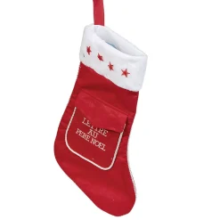 Gifi Chaussette de Noël avec poche Lettre au père Noël à suspendre^ Décoration Sapin