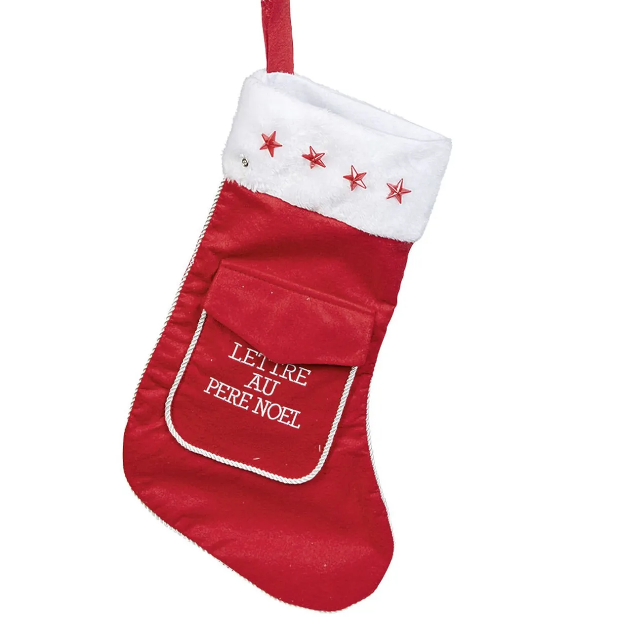 Gifi Chaussette de Noël avec poche Lettre au père Noël à suspendre^ Décoration Sapin