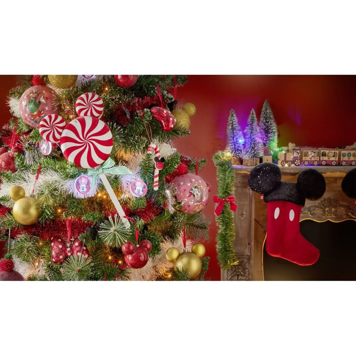 Gifi Chaussette de Noël Disney Mickey rouge et noir 24xH41cm^ Décoration Sapin