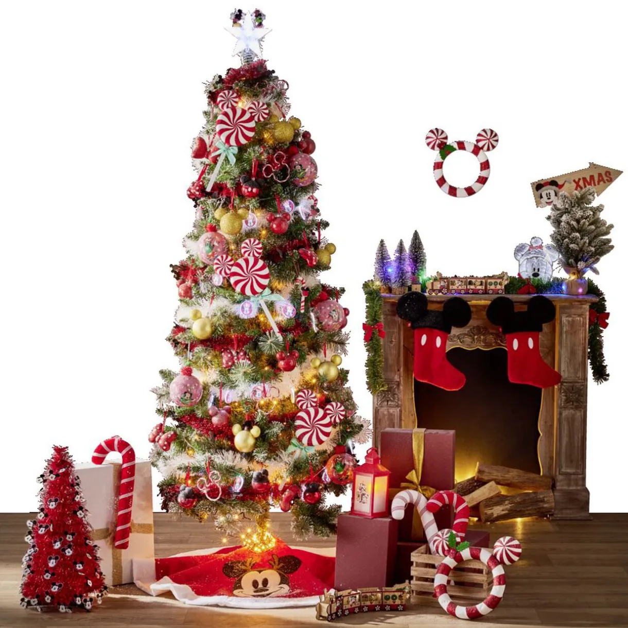 Gifi Chaussette de Noël Disney Mickey rouge et noir 24xH41cm^ Décoration Sapin