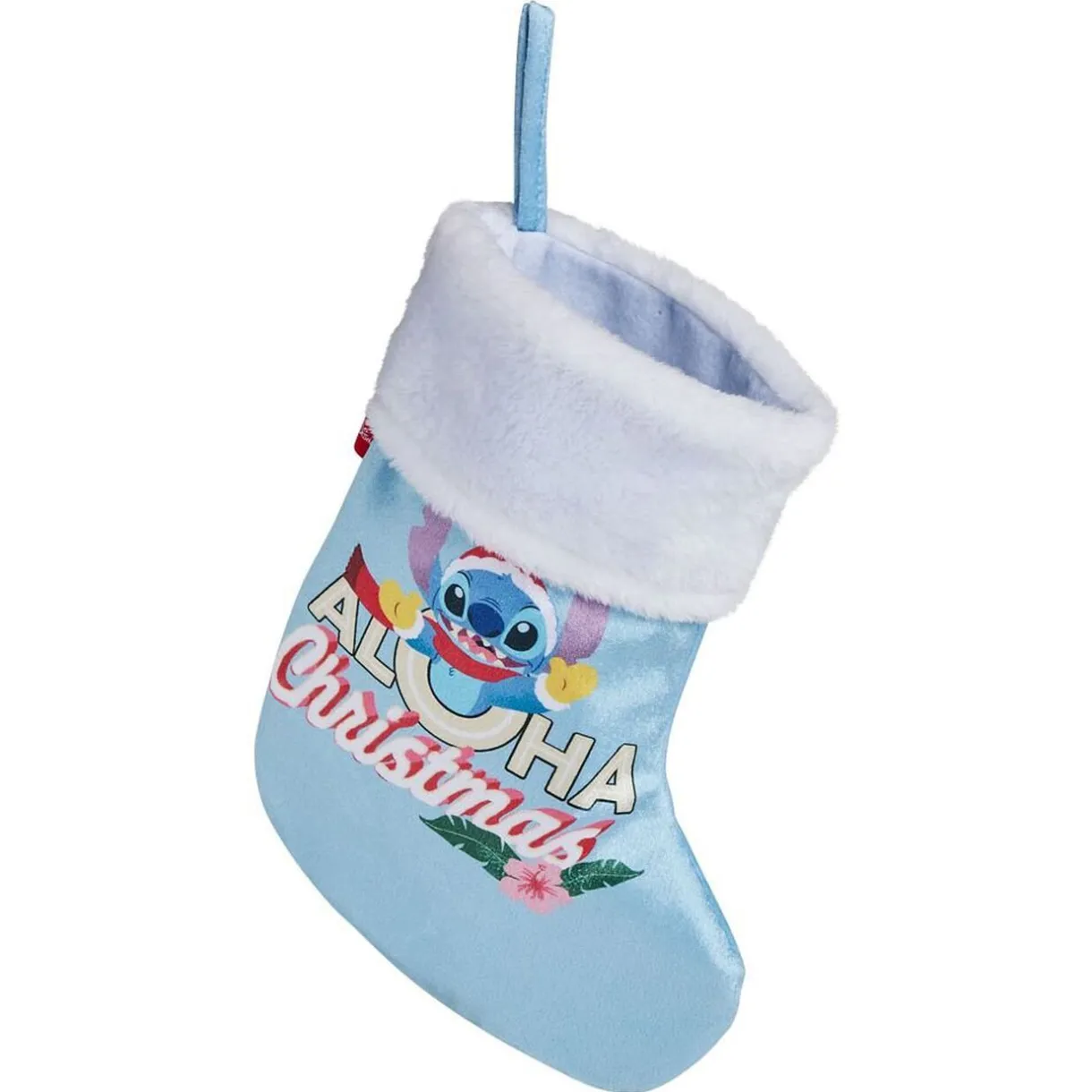 Gifi Chaussette de Noël Disney Stitch Aloha Christmas bleu et blanc H27cm^ Décoration Sapin
