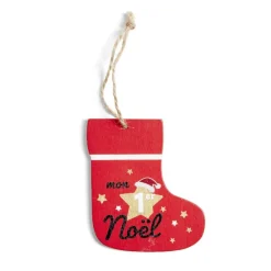 Clearance Gifi Chaussette de Noël en bois à suspendre 