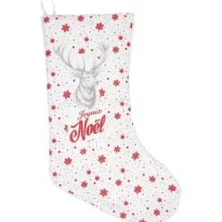 Gifi Chaussette de Noël imprimée en coton^ Décoration Sapin