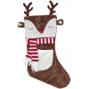 Gifi Chaussette de Noël marron et blanche motif renne^ Décoration Sapin