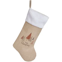 Gifi Chaussette de Noël marron et blanche H44cm^ Décoration Sapin