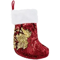 Sale Gifi Chaussette de Noël rouge à sequins