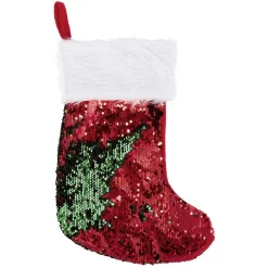 Sale Gifi Chaussette de Noël rouge à sequins