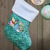 Gifi Chaussette de Noël Winnie vert et blanc H25cm^ Décoration Sapin