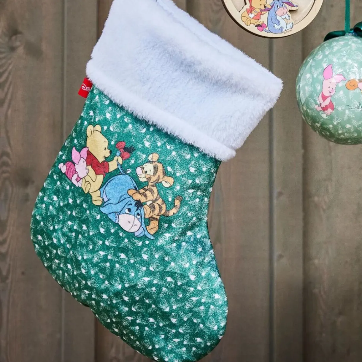 Gifi Chaussette de Noël Winnie vert et blanc H25cm^ Décoration Sapin