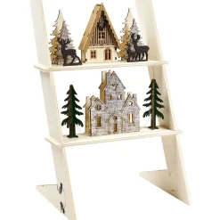Gifi Échelle lumineuse décorative en bois avec village de Noël H31 cm^ Décoration Intérieure De Noël