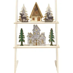Gifi Échelle lumineuse décorative en bois avec village de Noël H31 cm^ Décoration Intérieure De Noël