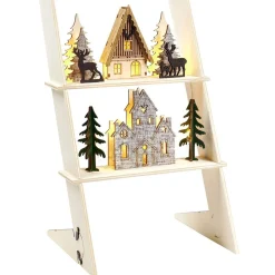 Gifi Échelle lumineuse décorative en bois avec village de Noël H31 cm^ Décoration Intérieure De Noël