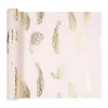 Best Gifi Chemin de table intissé rose plumes doré