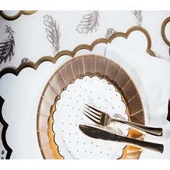 Best Gifi Chemin de table intissé rose plumes doré