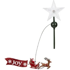 Gifi Cimier tête de sapin animé traineau Père-Noël rotatif avec étoile lumineuse^ Décoration Sapin